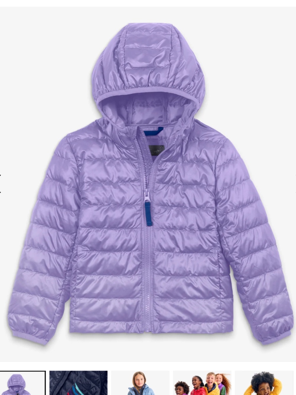 Primary Hooded Puffer Jacket in Light Purple